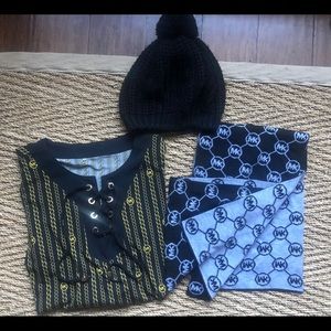3 MK ITEMS MICHAEL KORS tunic/top MK and scarf/hat